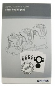 Nilfisk Vacuum Cleaner Bags - 107419590 Fleece Filter Bag 5 Pcs Aero