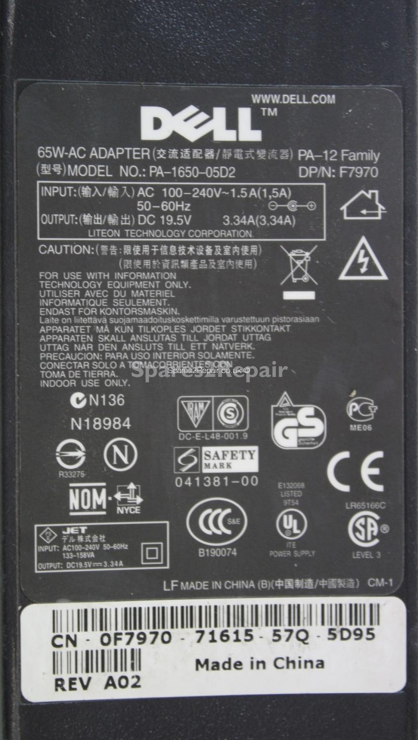 Dell - Charger - F7970 - Rev A02 - PA-1650-05D2 - 19.5V 3.34A (Original)